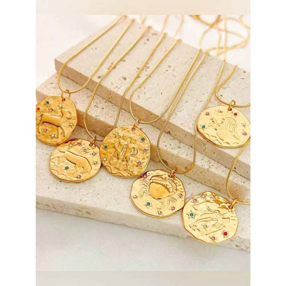 Gold Zodiac aries Pendant Necklace M778